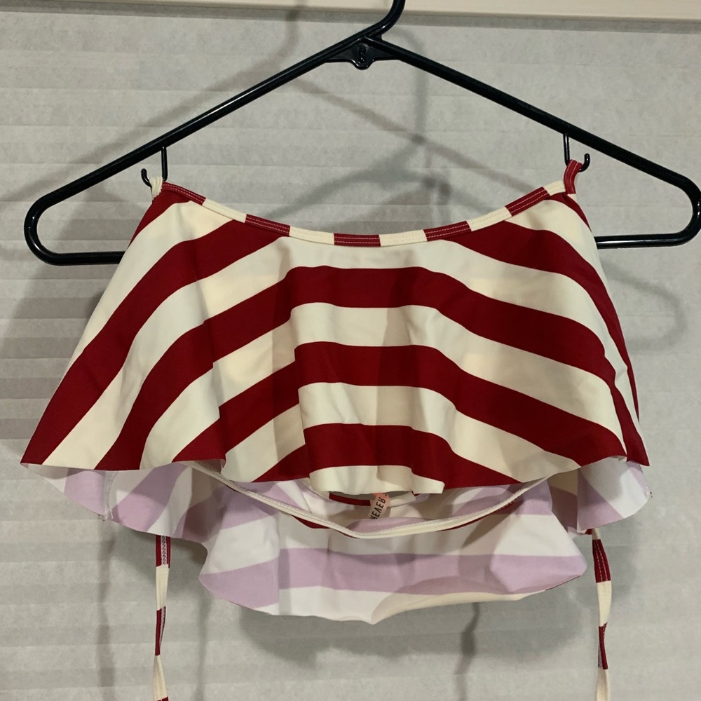 Striped halter tie top bathing suit